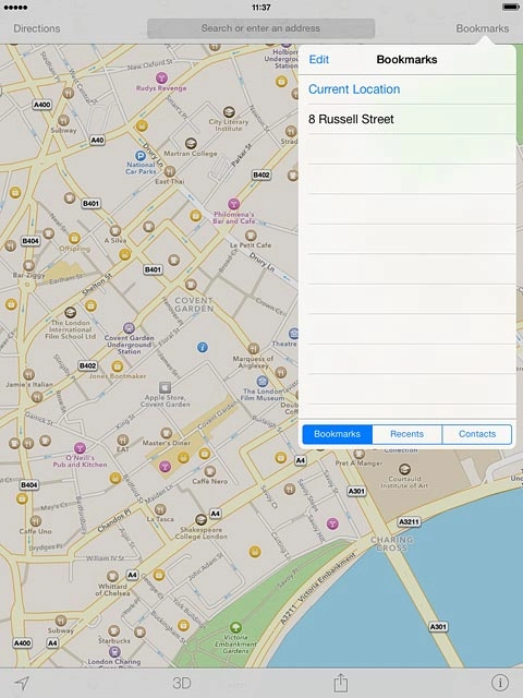 Press the required destination.