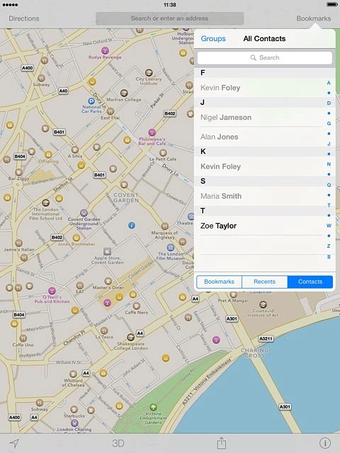 Press the required contact.