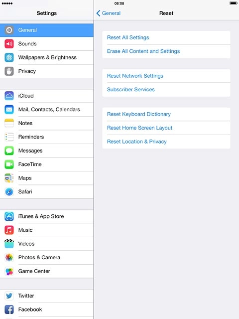 Press Erase All Content and Settings.
