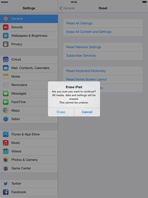 Press Erase to confirm.