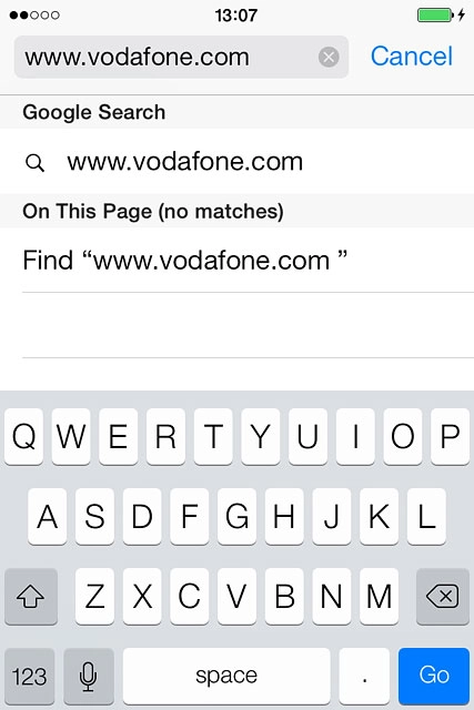 Key in the address of the required web page and press Go.