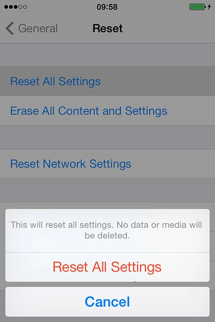 Press Reset All Settings.