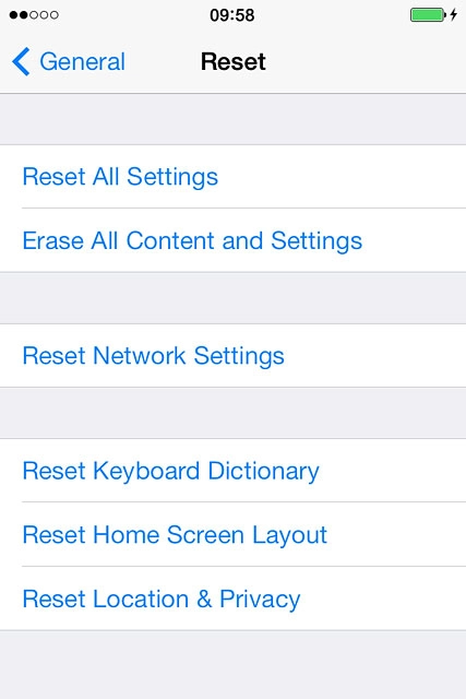 Press Erase All Content and Settings.