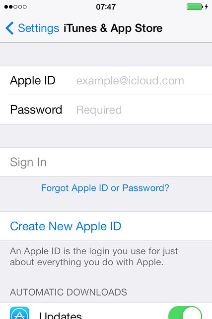 Press Password and key in the password for your Apple ID.