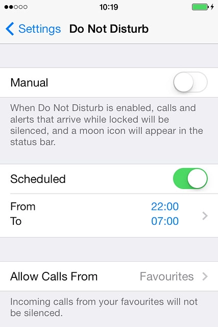 To set your phone to silent mode for specified periods:Press the indicator next to 