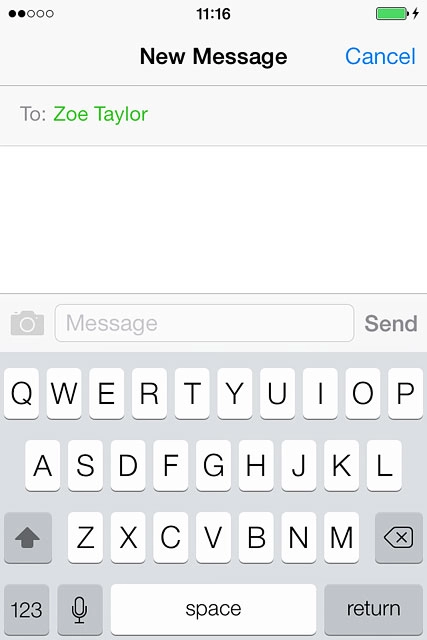 Press the text input field.Write the text for your text message.