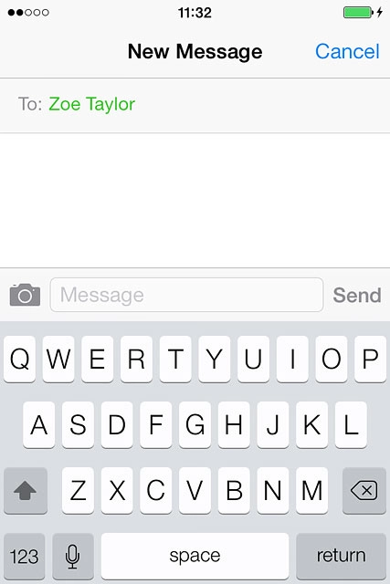 Press the text input field.Write the text for your picture message.