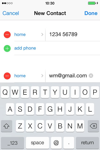 Press the field next to the email address.