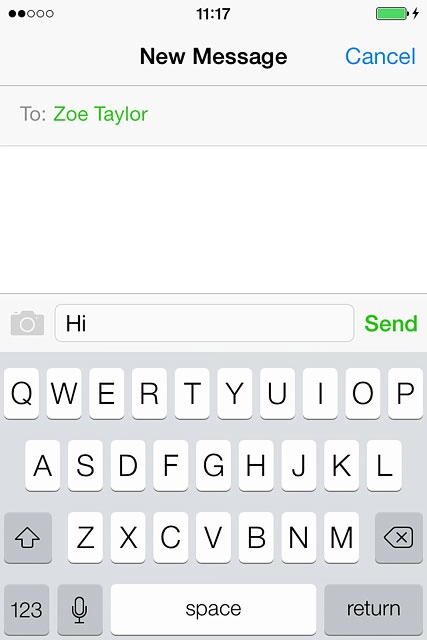 Press Send when you've written your text message.