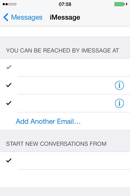 Press Messages to go back to the settings.