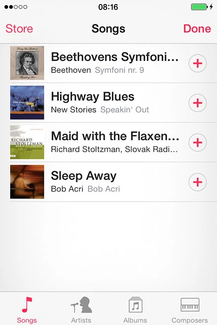 Press the required audio files to select them.