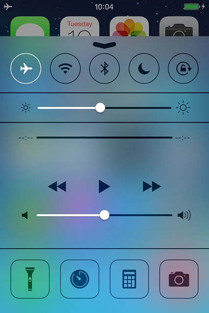 Slide your finger upwards starting from the bottom edge of the display.Press the flight mode icon to turn the function on or off.