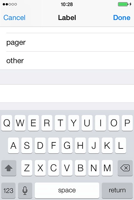 Key in the required text and press Done.