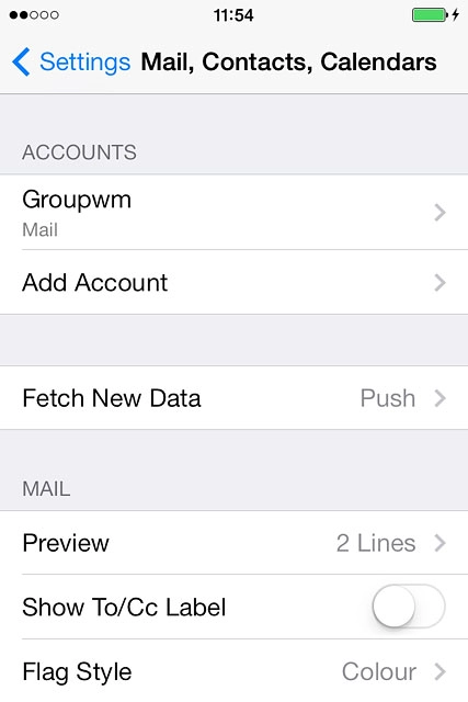 Press the name of the email account you've just set up.
