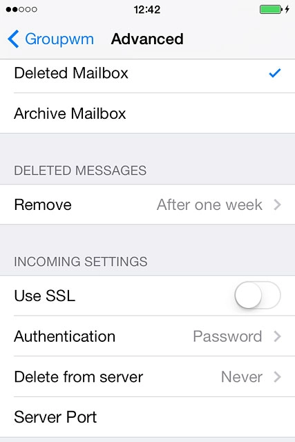 Press the name of the email account you've just set up.