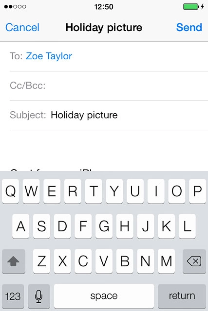 Press the text input field and write the required text.
