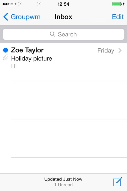 To see a list of email accounts:Press the field in the top left corner of the display.