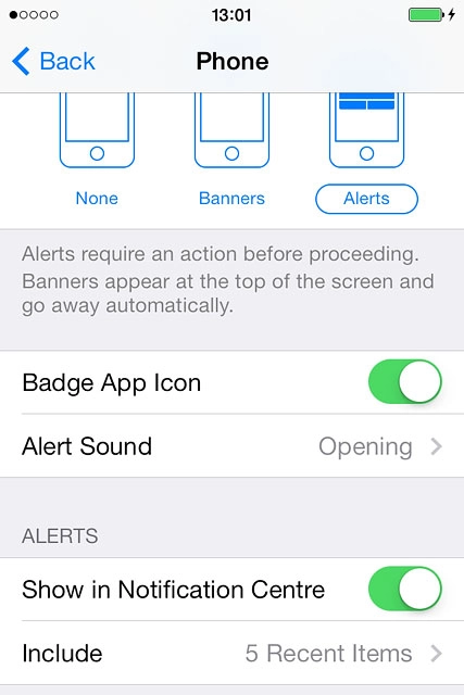 To select the number of notifications to display:Press Include.
