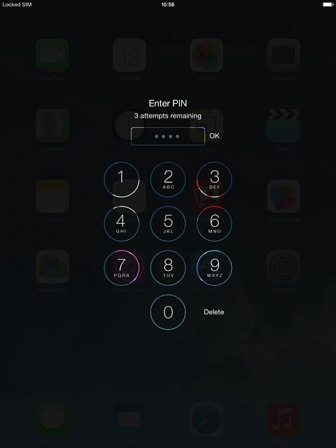 Key in your PIN and press OK.If your tablet rejects the SIM:Contact your distributor or service provider where you bought your tablet.