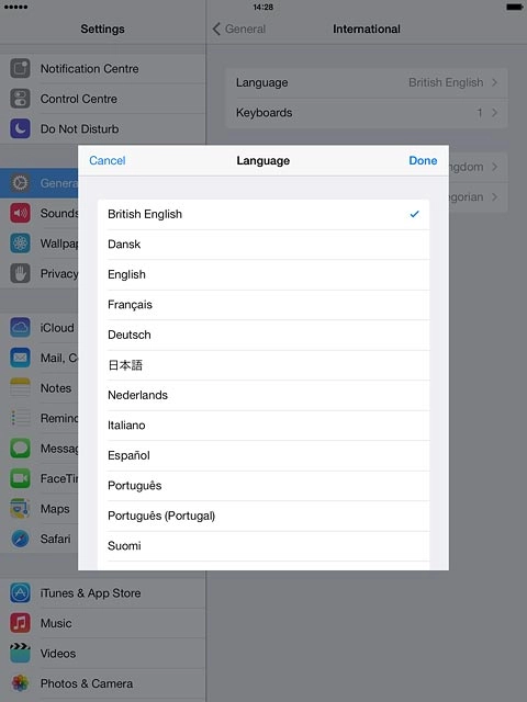 Press the required language.