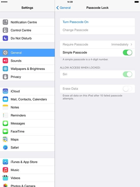 Press Turn Passcode On.Key in a lock code of your own choice.Key in the same lock code again.