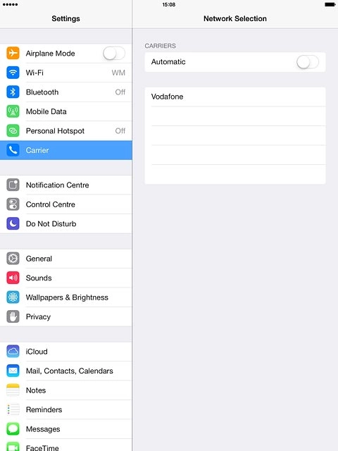 If automatic network selection is turned on:Press the indicator next to 