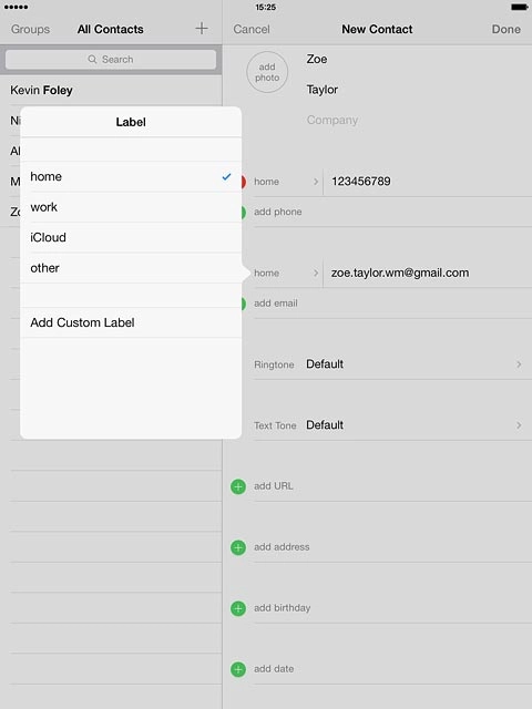Press the required email type or Add Custom Label.