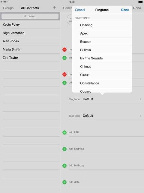 Press the different ring tones to listen to them.