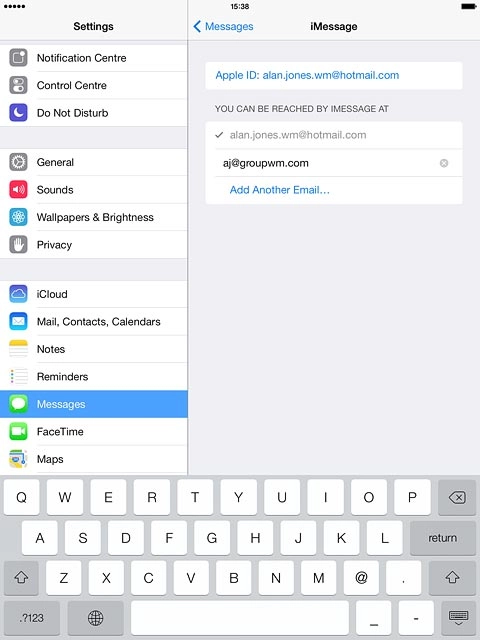 Key in the required email address and press return.