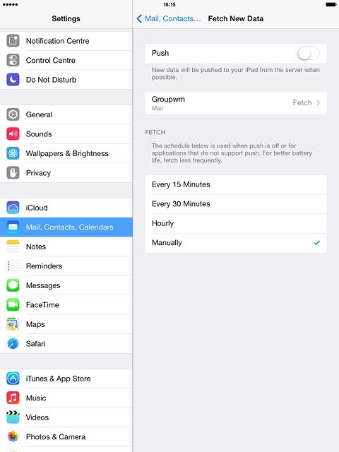 Press Mail, Contacts... to finish setting up your tablet.