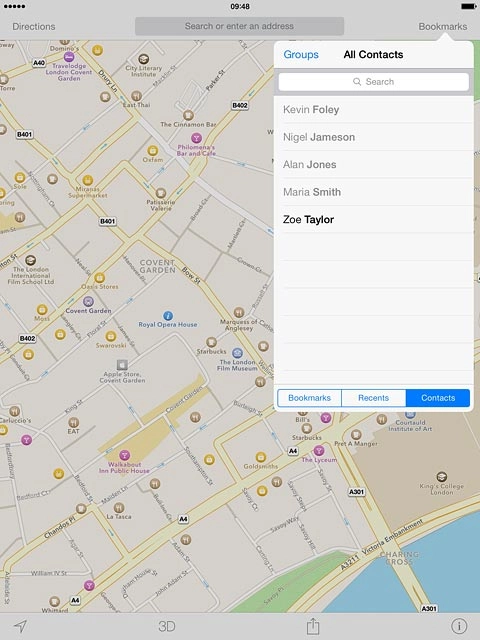 Press the required contact.