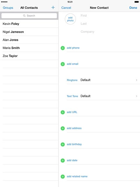 Press First and key in the required first name.