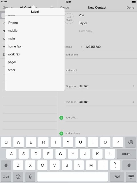 Key in the required text and press return.