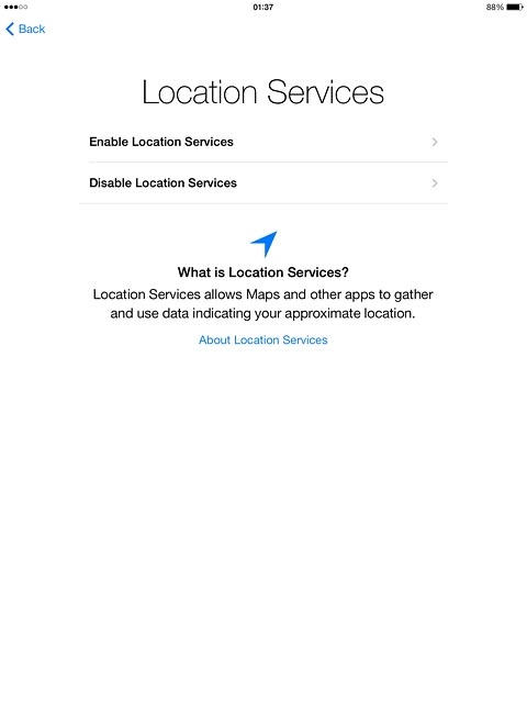 Press Enable Location Services or Disable Location Services.