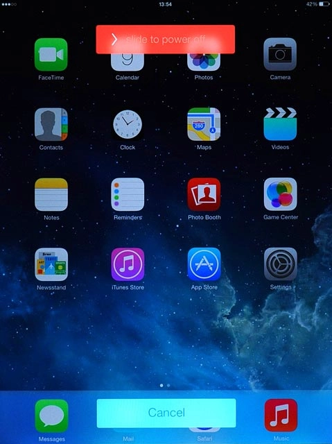 Drag the arrow right to turn off your tablet.