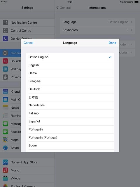 Press the required language.