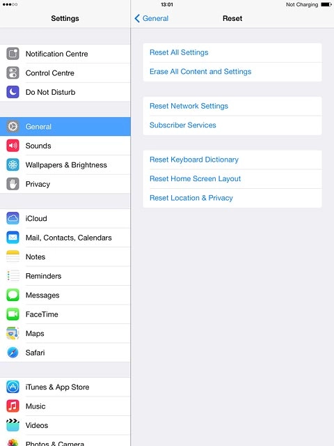 Press Reset All Settings.