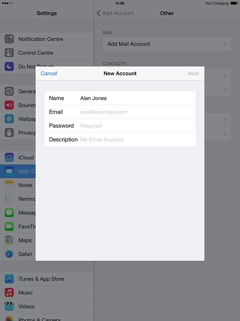 Press Email and key in your email address.