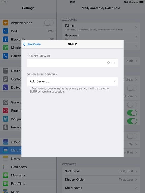 Press the name of the email account you've just set up.