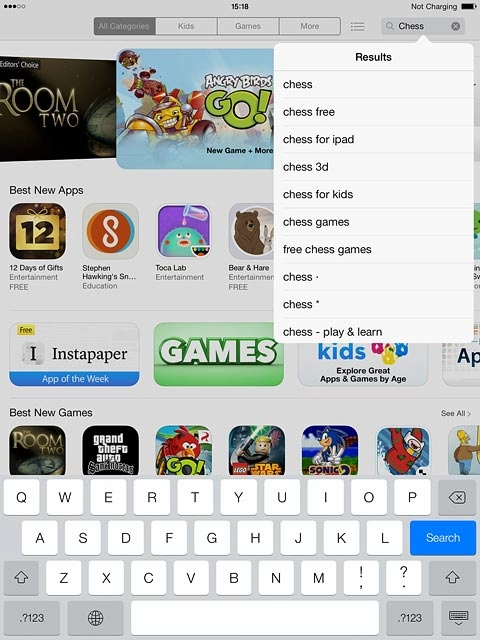 Key in the name of the required app and press Search.
