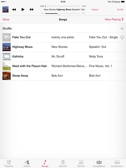 Press the required audio file.