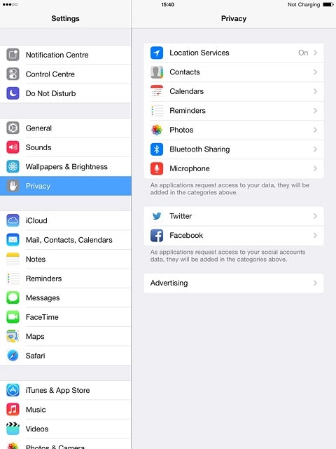 Press Location Services.