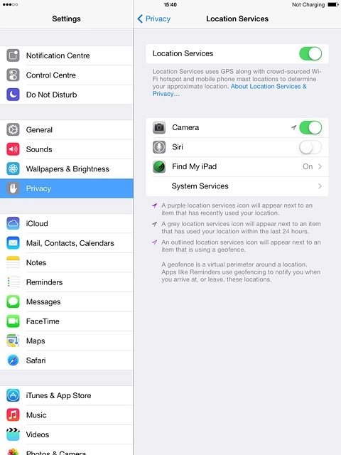 Press Privacy to save the settings.