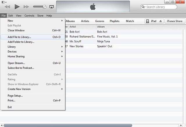 To add one file at a time:Click Add File to Library....