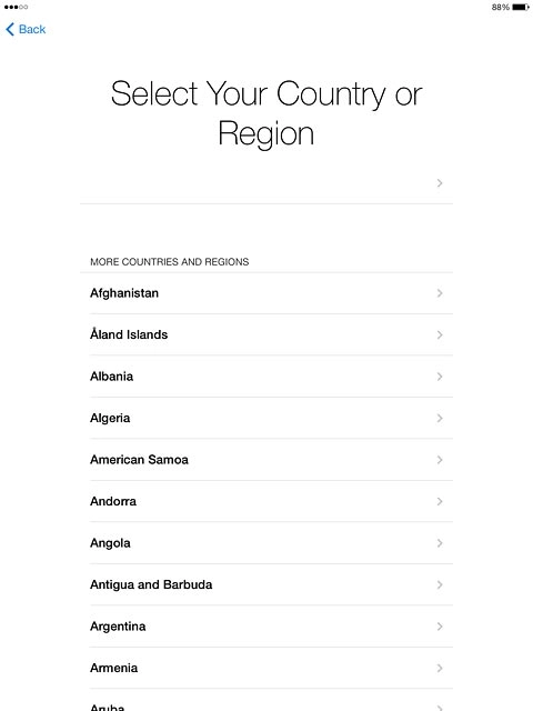 Press the required conuntry or area.