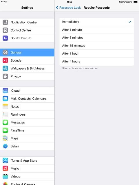 Press Passcode Lock to go back to the settings.