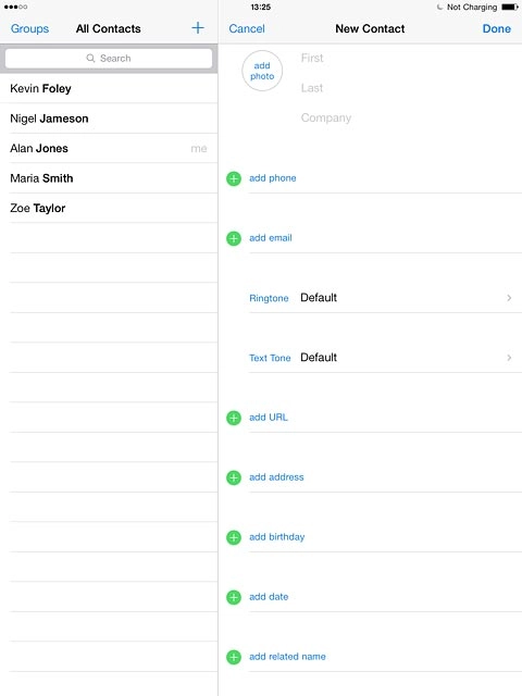 Press First and key in the required first name.