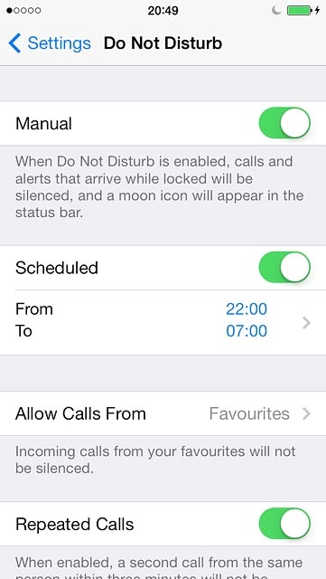 To set your phone to silent mode for specified periods:Press the indicator next to 