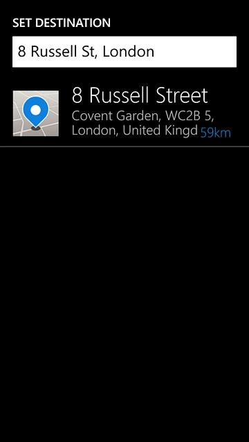 Press the required destination.