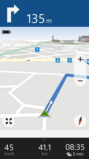 The time of arrival and current speed are displayed at the bottom of the display.Follow the verbal instructions or the instructions on the display to go to the selected destination.